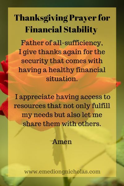 Thanksgiving Prayer for Financial Stability